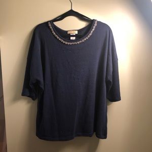 Navy Bejeweled Sweater